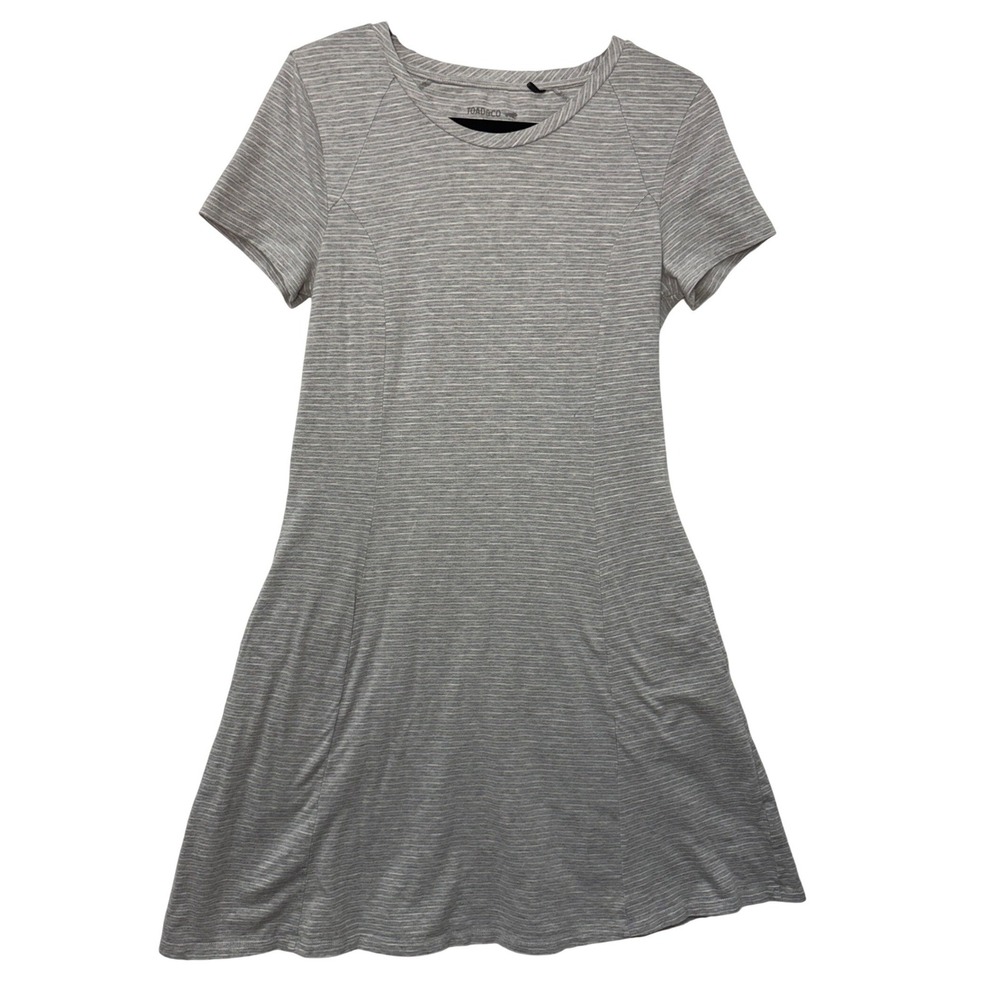 Women's Toad&Co Organic Cotton Blend Gray White‎ Striped Dress Size Medium